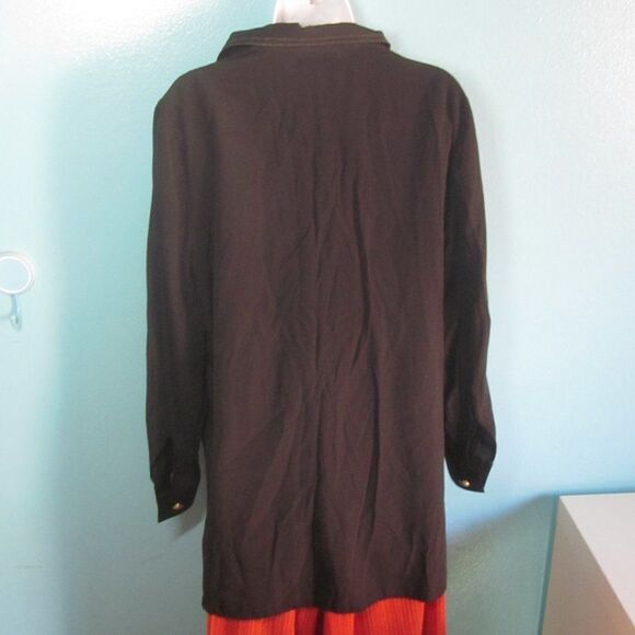 Patricia Forgeal Paris Designer 1980's Women Size L Black Button Up Shirt Jacket - Picture 12 of 15